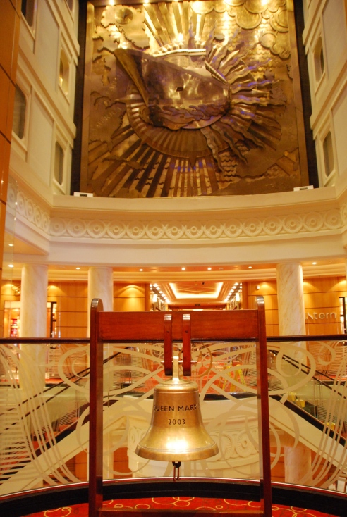 The Grand Lobby, the heart of the Queen Mary 2.