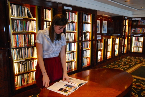 The library on board has more than 8500 books.