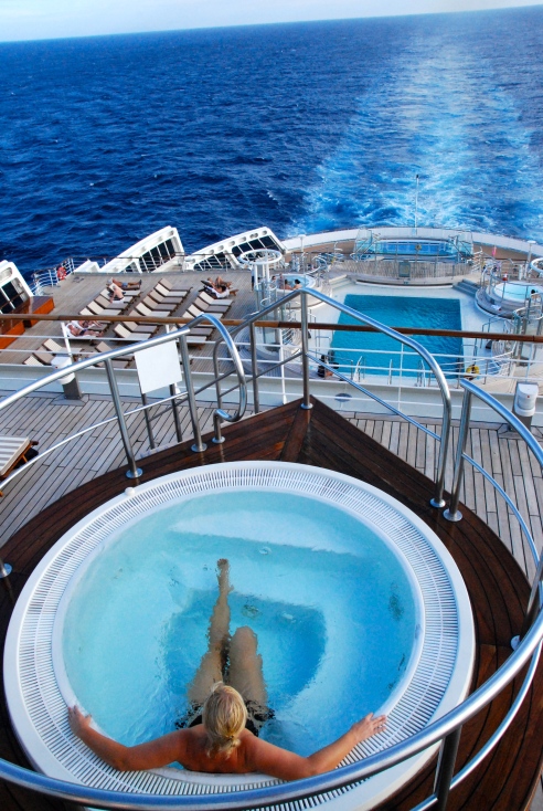 Pools on the aft deck (reserved for Queens and Princess suite passengers only).